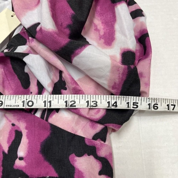 Melloday Dress Womens XS Dark Purple Artsy Floral Midi Puff Sleeve Feminine - Picture 9 of 9